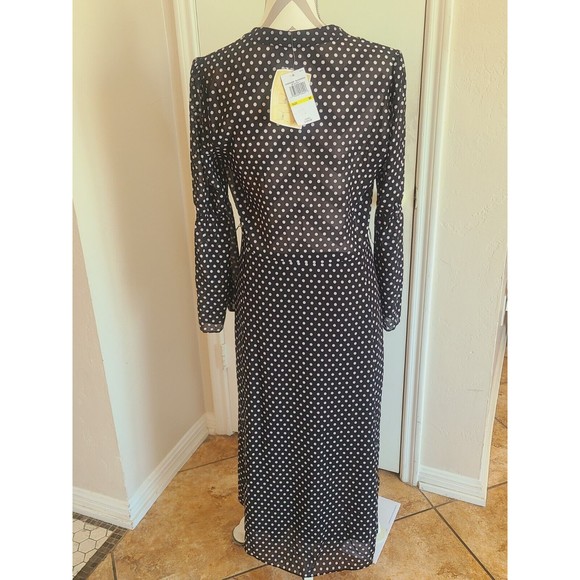 Michael Kors midi dress v-neck 3/4 sleeve polka dot size M brown S ..M - Picture 11 of 12